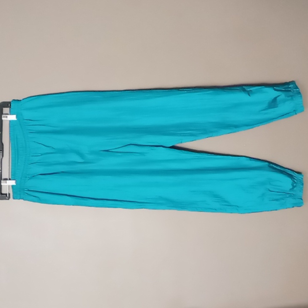 Sunterra Vintage Teal Nylon "Parachute" Pants w Zipper Legs Size L
